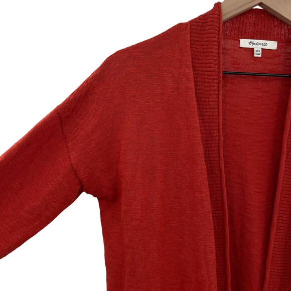 Madewell Bradley Open Front Knit Cardigan in Red Orange Sz XXS Boyfriend Sweater - Picture 6 of 15